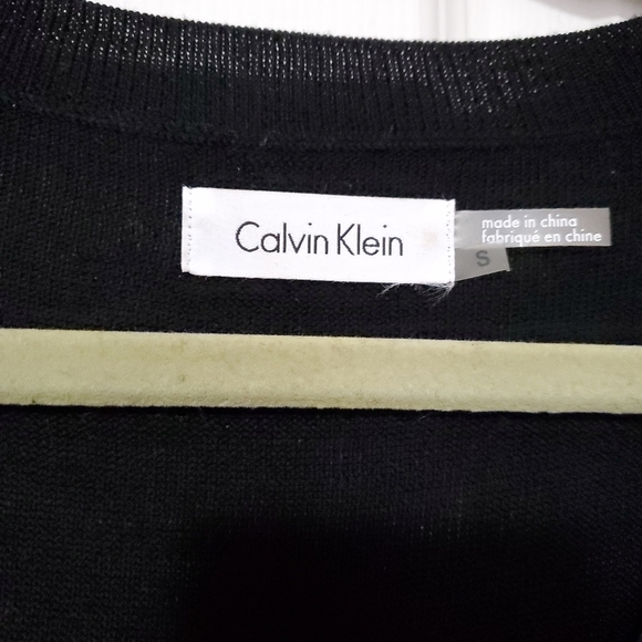 Calvin Klein wool blend black sweater dress looped fringe bottom Small S - Picture 5 of 11